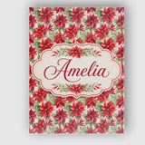Personalised Name Elegant Poinsettia and Custom  Interior Decorative Contemporary Canvas Wall Art Print Decor Picture Ready to Hang