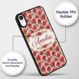 Elegant Poinsettia and Foliage Christmas Seamless Custom Name Protective Phone Case Mobile Cover Durable Everyday Smartphone Shock Resistant