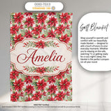 Elegant Poinsettia and Foliage Christmas Seamless Pattern Lovely  Personalised Custom Name Super Soft Fleece Blanket Bed Sofa Throw