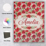Personalised Name Elegant Poinsettia and Custom  Interior Decorative Contemporary Canvas Wall Art Print Decor Picture Ready to Hang