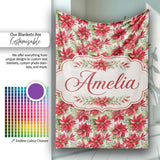 Elegant Poinsettia and Foliage Christmas Seamless Pattern Lovely  Personalised Custom Name Super Soft Fleece Blanket Bed Sofa Throw
