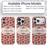 Elegant Poinsettia and Foliage Christmas Seamless Custom Name Protective Phone Case Mobile Cover Durable Everyday Smartphone Shock Resistant