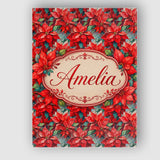 Personalised Name Painterly Red Poinsettia Custom  Unique Gift Idea Elegant Feature Canvas Wall Art Print Decor Picture Ready to Hang