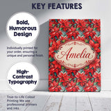 Personalised Name Painterly Red Poinsettia Custom  Unique Gift Idea Elegant Feature Canvas Wall Art Print Decor Picture Ready to Hang