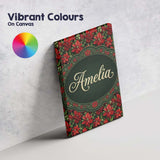 Personalised Name Bold Festive Poinsettia Custom  Unique Gift Idea Elegant Feature Canvas Wall Art Print Decor Picture Ready to Hang