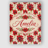 Personalised Name Traditional Poinsettia Custom  Unique Gift Idea Elegant Feature Canvas Wall Art Print Decor Picture Ready to Hang