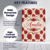 Personalised Name Traditional Poinsettia Custom  Unique Gift Idea Elegant Feature Canvas Wall Art Print Decor Picture Ready to Hang