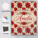 Personalised Name Traditional Poinsettia Custom  Unique Gift Idea Elegant Feature Canvas Wall Art Print Decor Picture Ready to Hang
