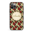 Cream Floral Poinsettia Botanical Printed Design Custom Name Protective Phone Case Mobile Cover Durable Everyday Smartphone Shock Resistant