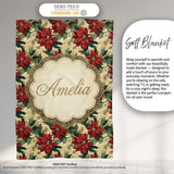 Cream Floral Poinsettia Botanical Vintage Seamless Pattern Lovely  Personalised Custom Name Super Soft Fleece Blanket Bed Sofa Throw