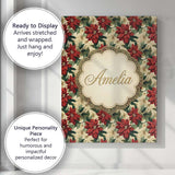 Personalised Name Cream Floral Poinsettia Custom  Unique Gift Idea Elegant Feature Canvas Wall Art Print Decor Picture Ready to Hang