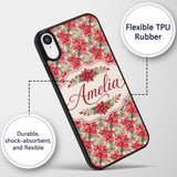 Soft Watercolour Poinsettia Christmas Floral Custom Name Protective Phone Case Mobile Cover Durable Everyday Smartphone Shock Resistant