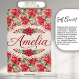 Soft Watercolour Poinsettia Christmas Floral Seamless Pattern Lovely  Personalised Custom Name Super Soft Fleece Blanket Bed Sofa Throw