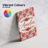 Personalised Name Soft Watercolour Poinsettia Custom Unique Gift Idea Modern Room Accent Canvas Wall Art Print Decor Picture Ready to Hang