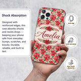 Soft Watercolour Poinsettia Christmas Floral Custom Name Protective Phone Case Mobile Cover Durable Everyday Smartphone Shock Resistant