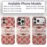Soft Watercolour Poinsettia Christmas Floral Custom Name Protective Phone Case Mobile Cover Durable Everyday Smartphone Shock Resistant