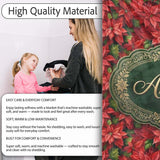 Rich Red Poinsettia Dense Floral Festive Christmas Botanical Design  Personalised Custom Name Super Soft Fleece Blanket Bed Sofa Throw