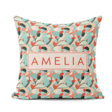 Custom Name Abstract Century Modern Organic Shapes Teal Seamless Square Filled Cushion Throw Pillow Sofa Bed Home Decor Zip Washable UK Made