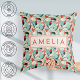 Custom Name Abstract Century Modern Organic Shapes Teal Seamless Square Filled Cushion Throw Pillow Sofa Bed Home Decor Zip Washable UK Made