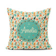 Custom Name Whimsical Abstract Birds and Shapes Teal Mid Century Square Filled Cushion Throw Pillow Sofa Bed Home Decor Zip Washable UK Made