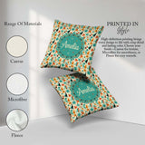 Custom Name Whimsical Abstract Birds and Shapes Teal Mid Century Square Filled Cushion Throw Pillow Sofa Bed Home Decor Zip Washable UK Made