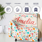 Mid Century Modern Geometric Circles and Lines Colour Palette Lovely  Personalised Custom Name Super Soft Fleece Blanket Bed Sofa Throw