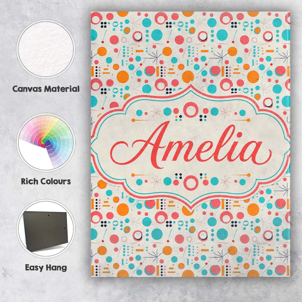Personalised Name Mid Century Modern Custom Contemporary Display Creative Decorator Style Canvas Wall Art Print Decor Picture Ready to Hang