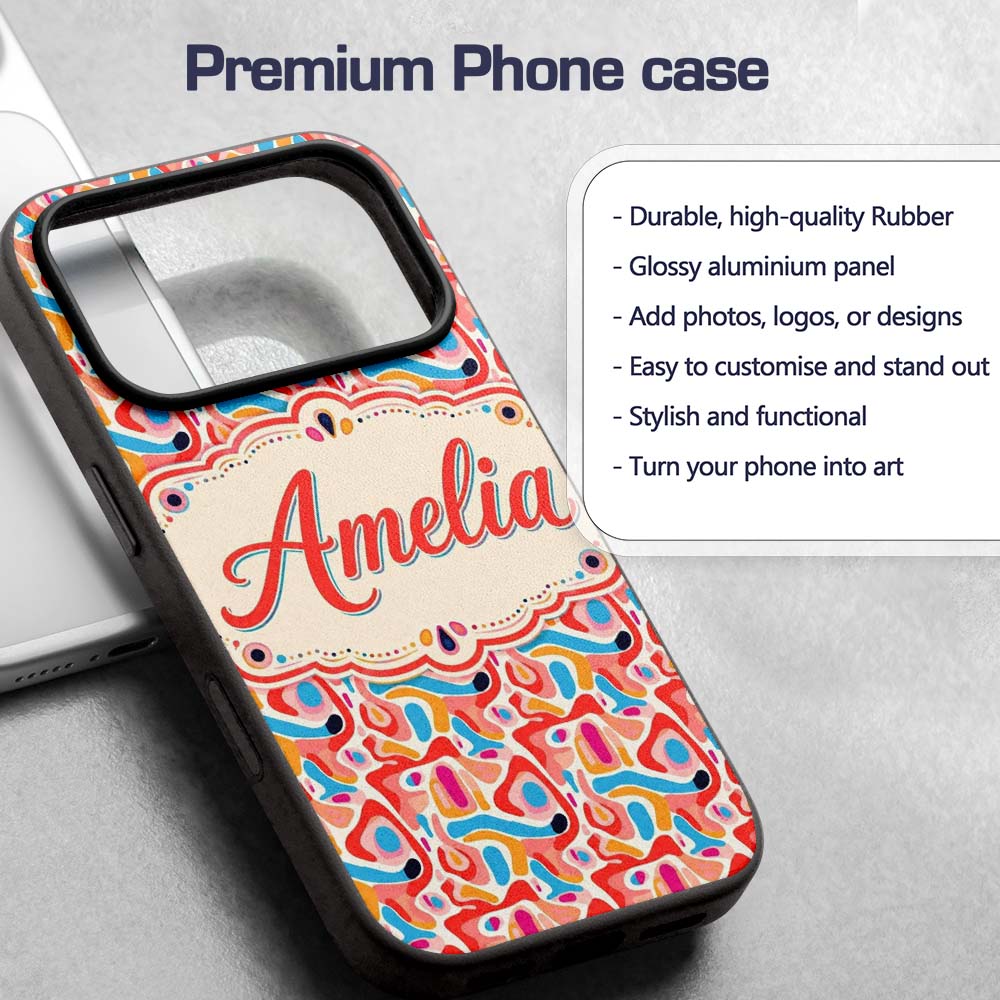 Abstract Organic Shapes Bright Colourful Seamless Custom Name Protective Phone Case Mobile Cover Durable Everyday Smartphone Shock Resistant