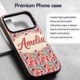 Abstract Organic Shapes Bright Colourful Seamless Custom Name Protective Phone Case Mobile Cover Durable Everyday Smartphone Shock Resistant