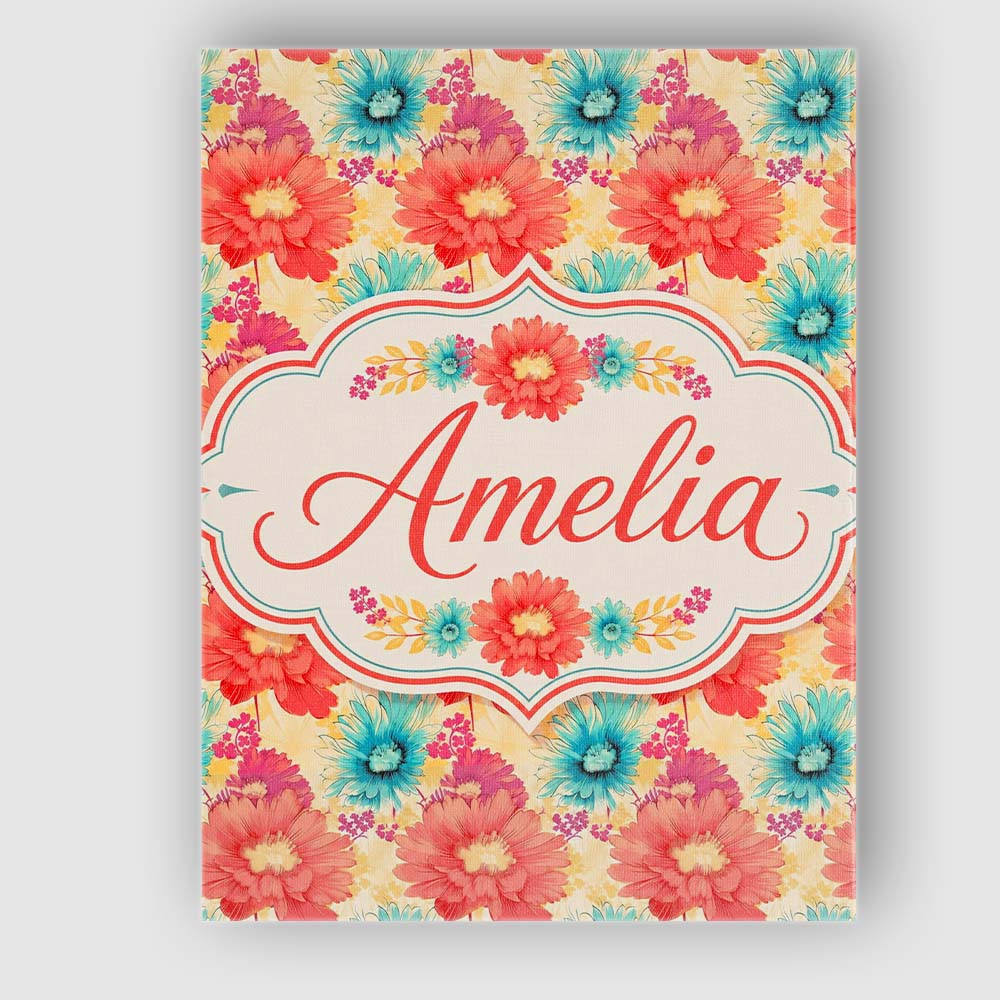 Personalised Name Bright Floral Daisy Custom Modern Room Accent Creative Decorator Style Canvas Wall Art Print Decor Picture Ready to Hang