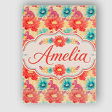 Personalised Name Bright Floral Daisy Custom Modern Room Accent Creative Decorator Style Canvas Wall Art Print Decor Picture Ready to Hang