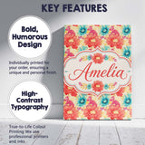 Personalised Name Bright Floral Daisy Custom Modern Room Accent Creative Decorator Style Canvas Wall Art Print Decor Picture Ready to Hang