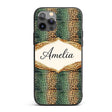 Teal Crocodile Skin Texture Pattern Luxury Design Custom Name Protective Phone Case Mobile Cover Durable Everyday Smartphone Shock Resistant