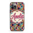 Vibrant Abstract Organic Shapes Seamless Pattern Custom Name Protective Phone Case Mobile Cover Durable Everyday Smartphone Shock Resistant