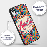 Vibrant Abstract Organic Shapes Seamless Pattern Custom Name Protective Phone Case Mobile Cover Durable Everyday Smartphone Shock Resistant
