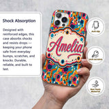 Vibrant Abstract Organic Shapes Seamless Pattern Custom Name Protective Phone Case Mobile Cover Durable Everyday Smartphone Shock Resistant