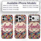 Vibrant Abstract Organic Shapes Seamless Pattern Custom Name Protective Phone Case Mobile Cover Durable Everyday Smartphone Shock Resistant