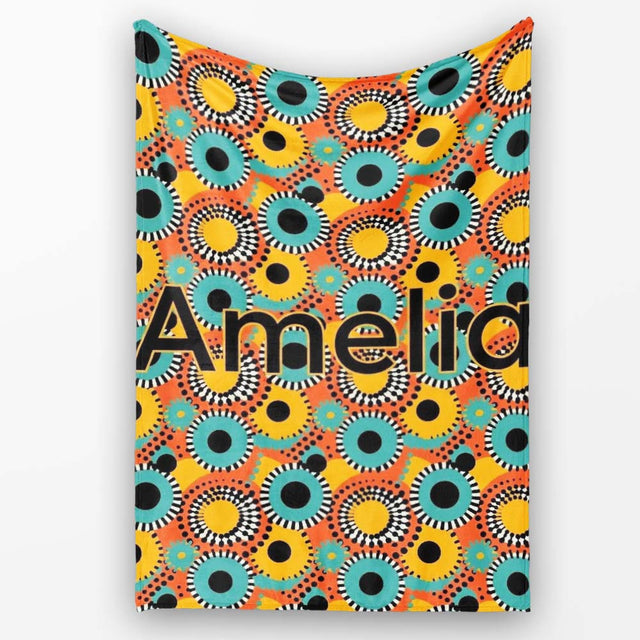 Geometric Circle Pattern Mid Century Modern Abstract Design Lovely  Personalised Custom Name Super Soft Fleece Blanket Bed Sofa Throw
