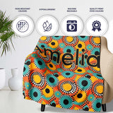 Geometric Circle Pattern Mid Century Modern Abstract Design Lovely  Personalised Custom Name Super Soft Fleece Blanket Bed Sofa Throw