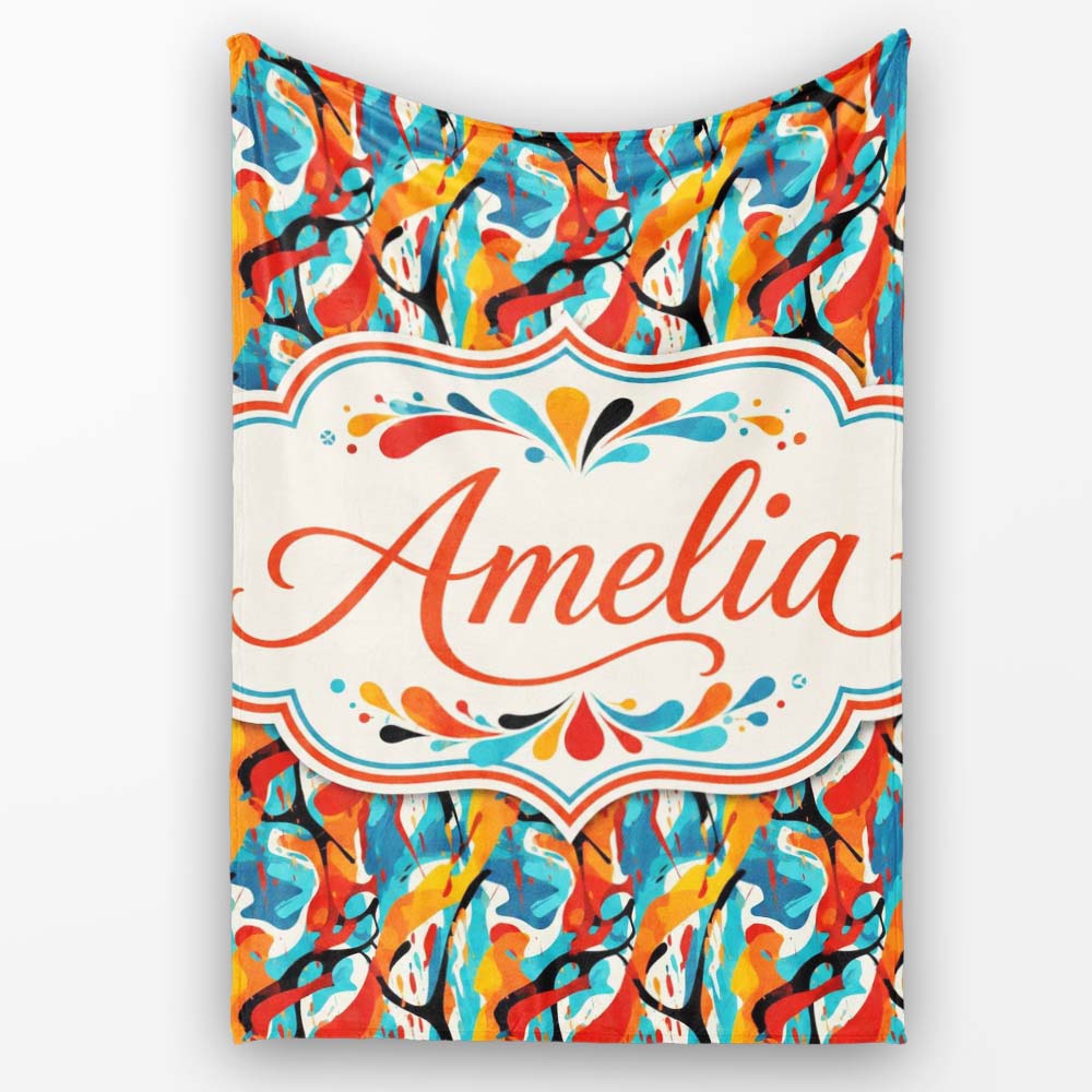 Abstract Graffiti Brush Stroke Seamless Pattern Bold Urban Artistic  Personalised Custom Name Super Soft Fleece Blanket Bed Sofa Throw