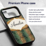 Teal Crocodile Skin Texture Pattern Luxury Design Custom Name Protective Phone Case Mobile Cover Durable Everyday Smartphone Shock Resistant
