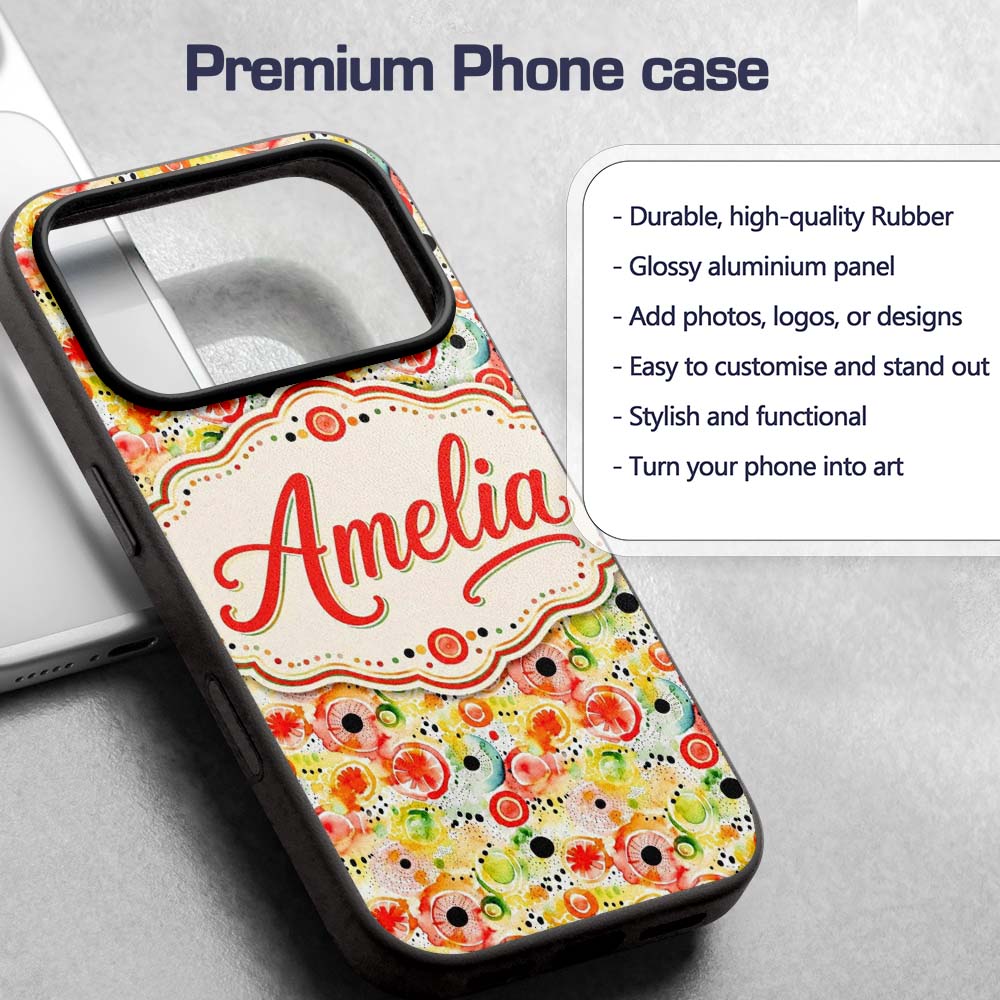 Watercolor Floral Dot Pattern Soft Printed Design Custom Name Protective Phone Case Mobile Cover Durable Everyday Smartphone Shock Resistant