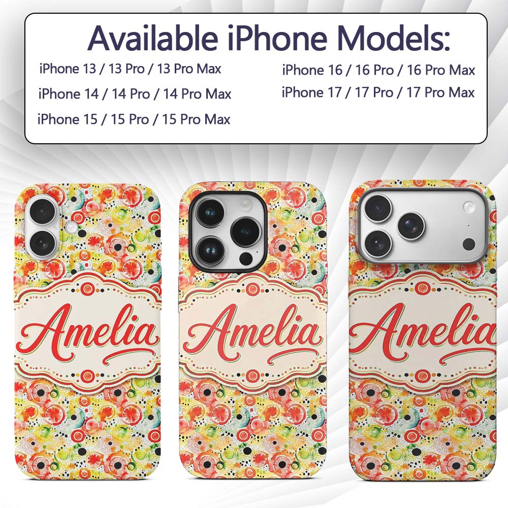 Watercolor Floral Dot Pattern Soft Printed Design Custom Name Protective Phone Case Mobile Cover Durable Everyday Smartphone Shock Resistant