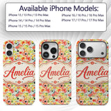 Watercolor Floral Dot Pattern Soft Printed Design Custom Name Protective Phone Case Mobile Cover Durable Everyday Smartphone Shock Resistant