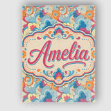Personalised Name Floral Swirl Pattern Custom  Modern Room Accent Elegant Feature Canvas Wall Art Print Decor Picture Ready to Hang