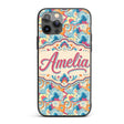 Floral Swirl Pattern Vintage 70s Style Seamless Custom Name Protective Phone Case Mobile Cover Durable Everyday Smartphone Shock Resistant