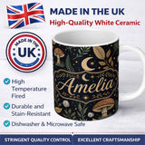 Personalized Custom Name Celestial Candle Moon Stars Mystic Night Seamless Pattern Lovely 11oz Ceramic Coffee Tea Mug White Large Handle
