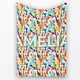 Abstract Organic Shapes Pattern Modern Seamless Artistic Design  Personalised Custom Name Super Soft Fleece Blanket Bed Sofa Throw