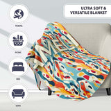 Abstract Organic Shapes Pattern Modern Seamless Artistic Design  Personalised Custom Name Super Soft Fleece Blanket Bed Sofa Throw