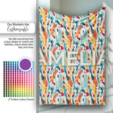 Abstract Organic Shapes Pattern Modern Seamless Artistic Design  Personalised Custom Name Super Soft Fleece Blanket Bed Sofa Throw
